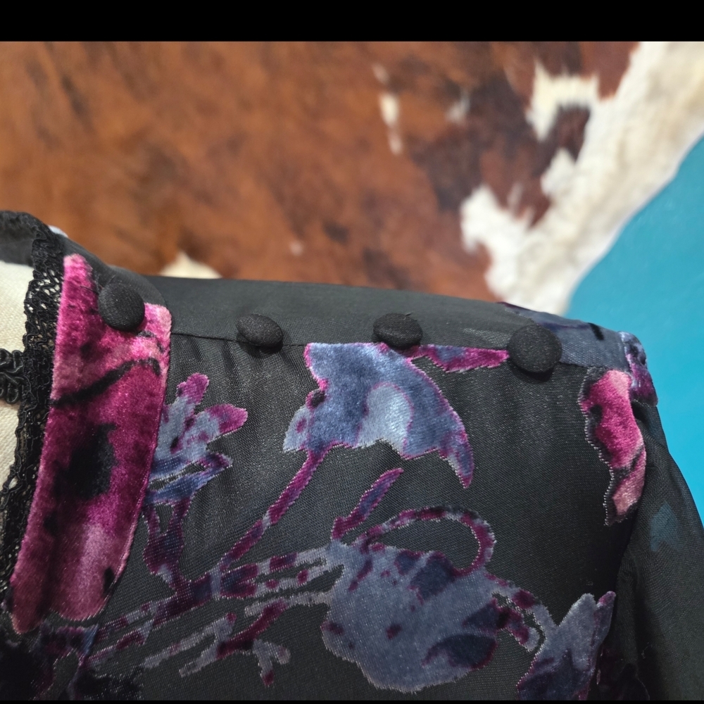Tahari Black Dress with Floral Design - Picture 3 of 9